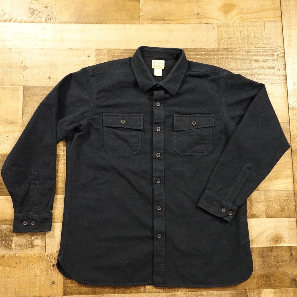 L.L.Bean Chamois Cloth‎ Shirt Men’s XL Slightly Fitted Navy 100% Cotton